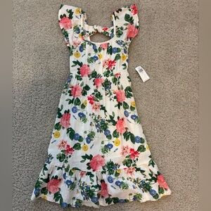 NWT Old Navy Pink Green White Floral Fit Flare Midi Dress Girls Size XS (5)